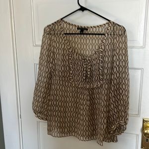 Banana Republic Sheer 3/4 sleeve brown/white tunic